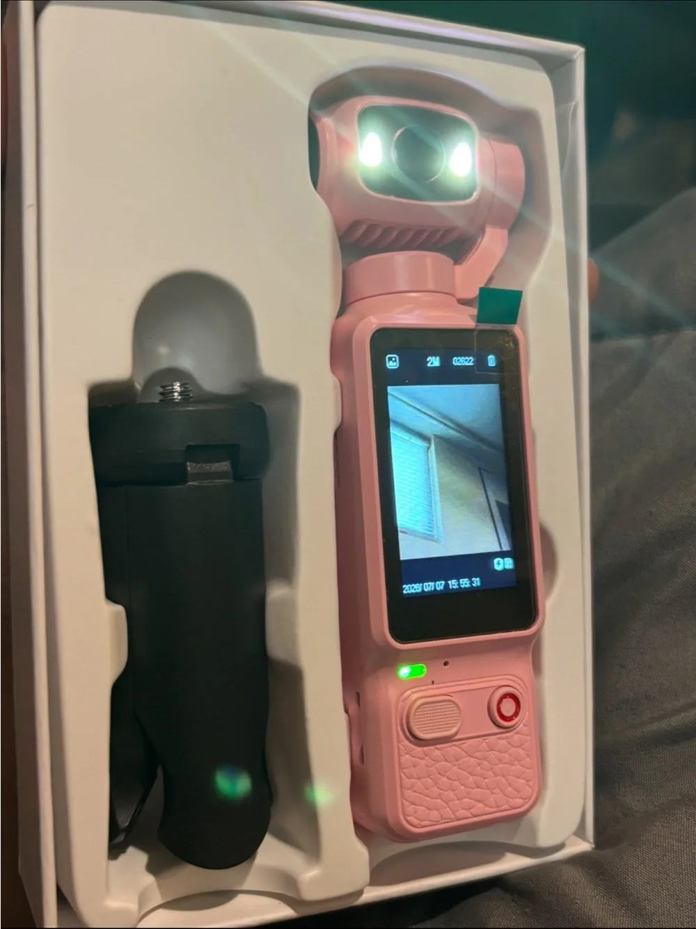 Pink Handheld Digital Camera with Built-In Gimbal and Screen